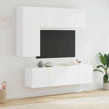 vidaXL 5 Piece TV Wall Units White Engineered Wood