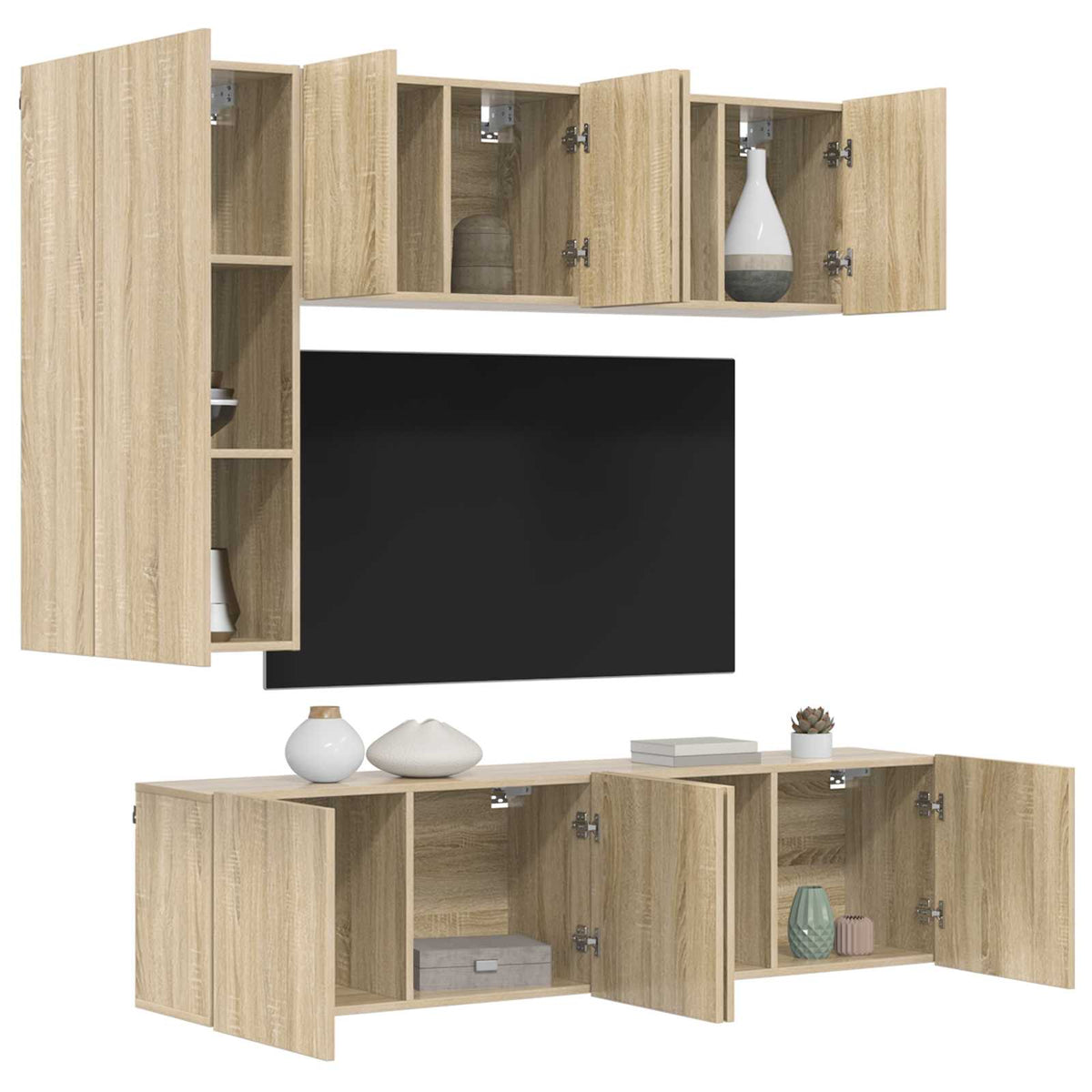 vidaXL 5 Piece TV Wall Units Sonoma Oak Engineered Wood