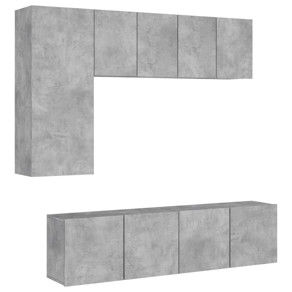 vidaXL 5 Piece TV Wall Units Concrete Grey Engineered Wood