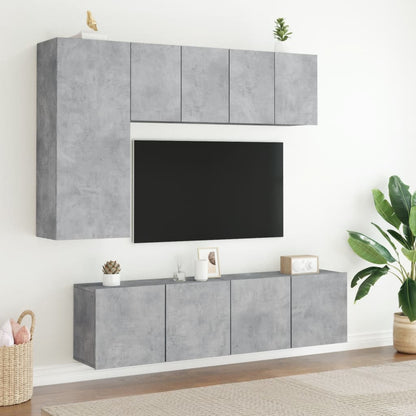 vidaXL 5 Piece TV Wall Units Concrete Grey Engineered Wood