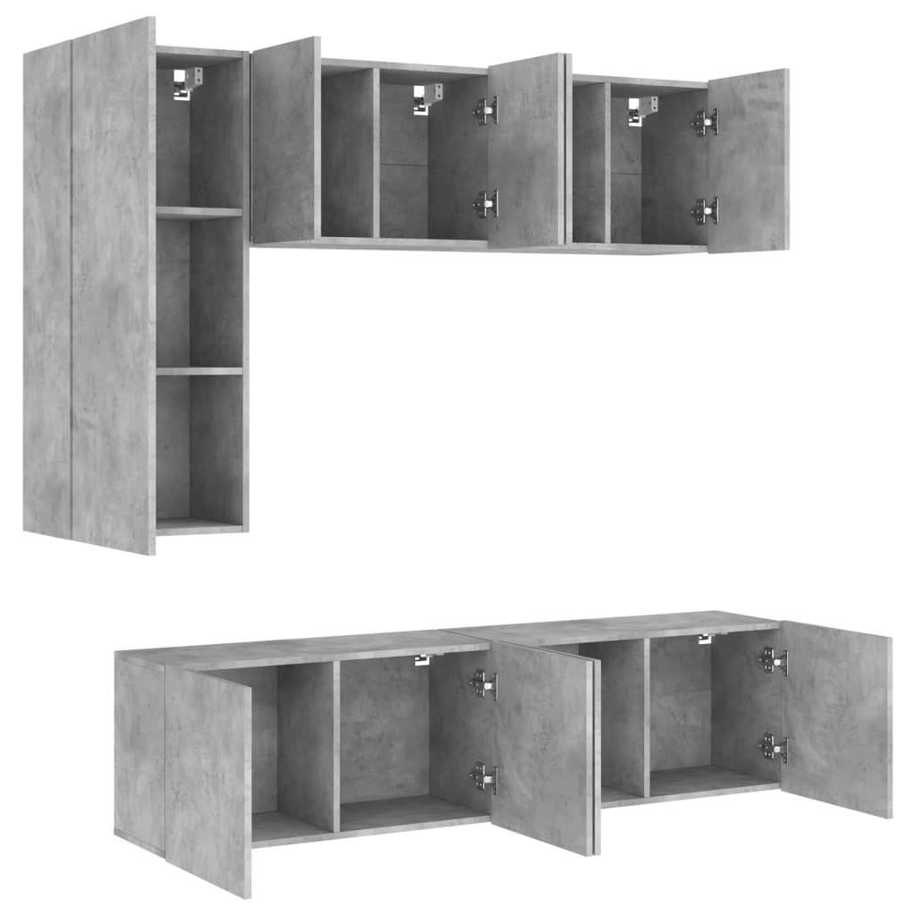 vidaXL 5 Piece TV Wall Units Concrete Grey Engineered Wood