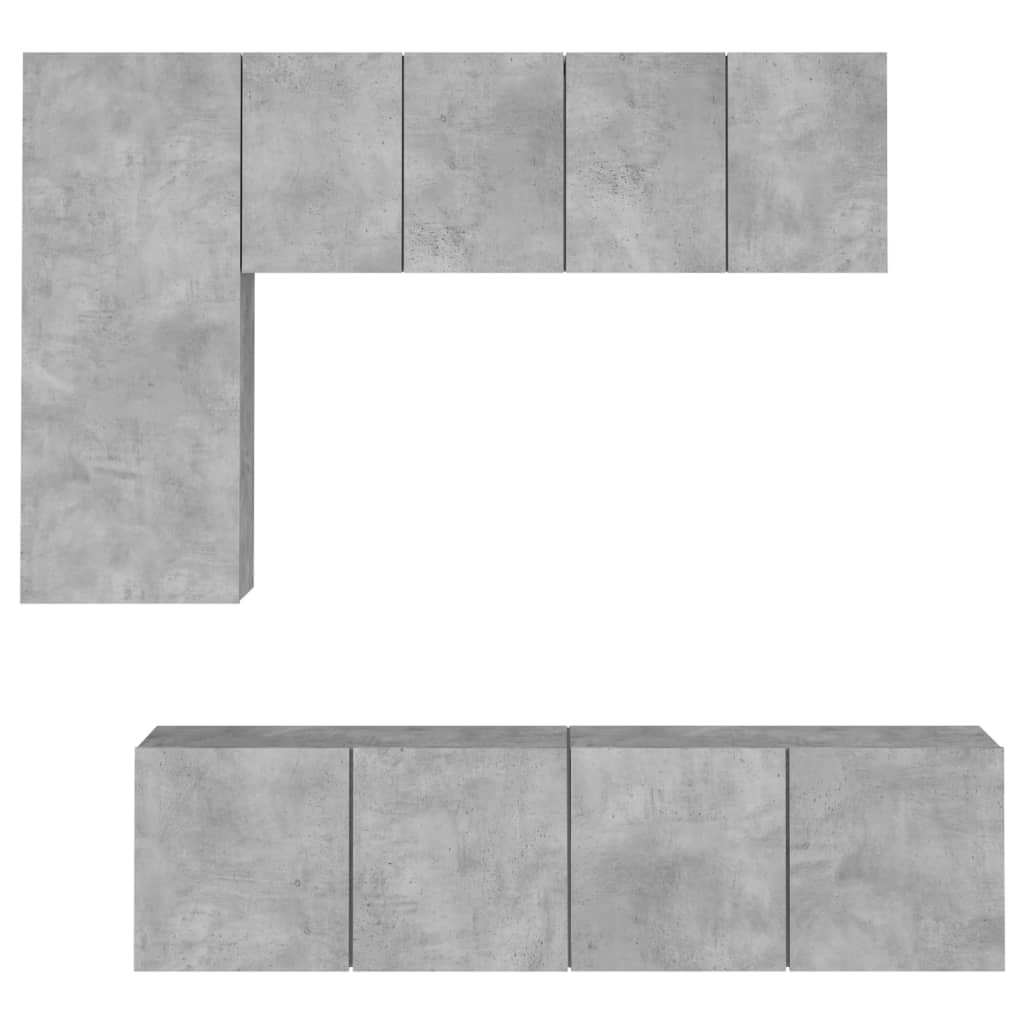 vidaXL 5 Piece TV Wall Units Concrete Grey Engineered Wood