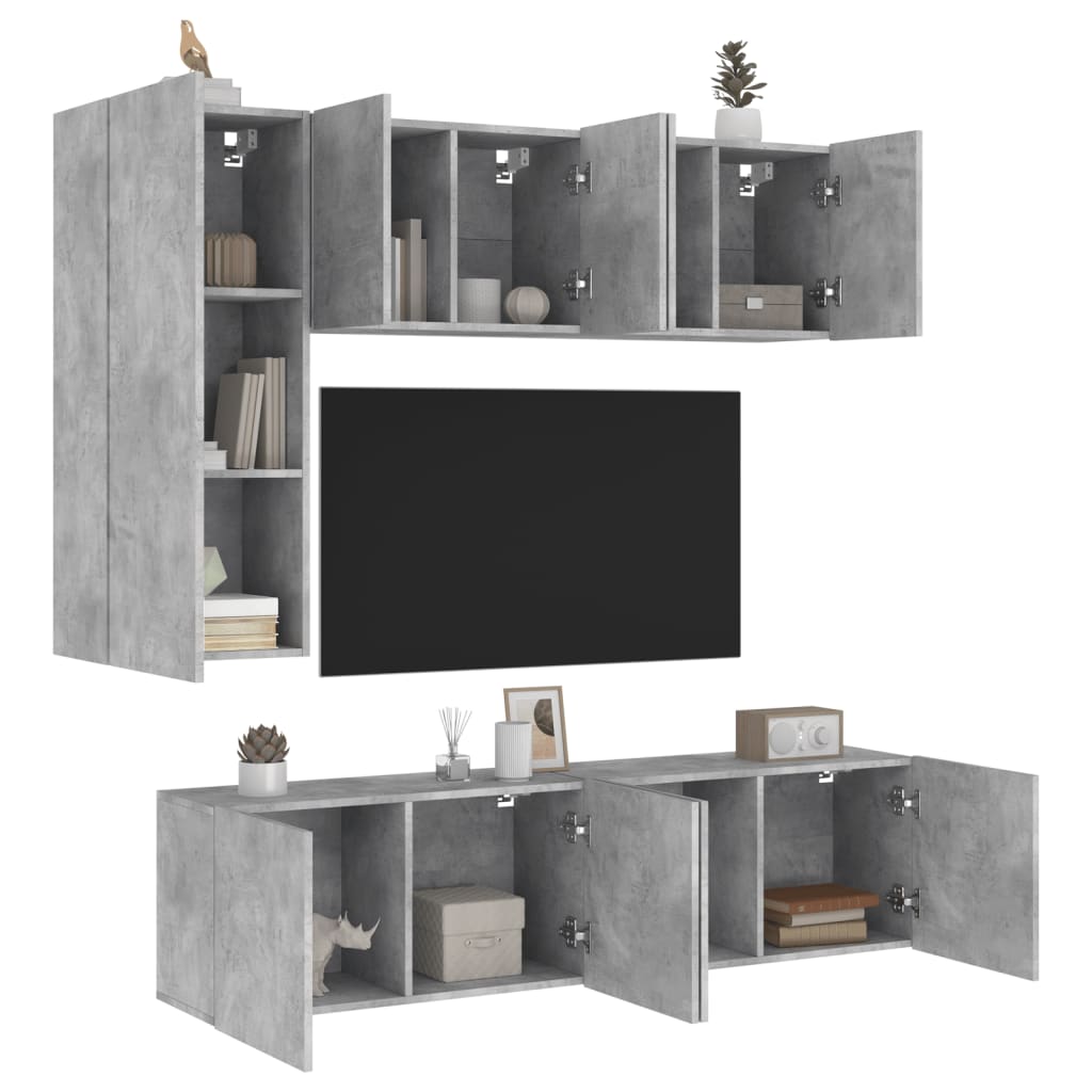vidaXL 5 Piece TV Wall Units Concrete Grey Engineered Wood