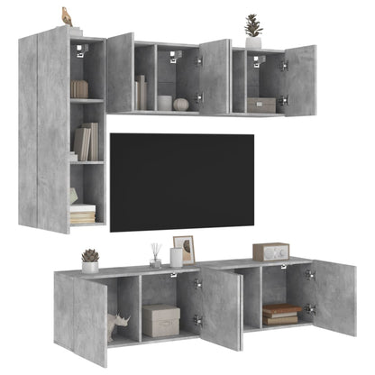 vidaXL 5 Piece TV Wall Units Concrete Grey Engineered Wood
