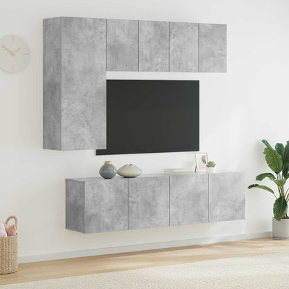 vidaXL 5 Piece TV Wall Units Concrete Grey Engineered Wood