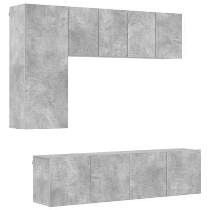 vidaXL 5 Piece TV Wall Units Concrete Grey Engineered Wood