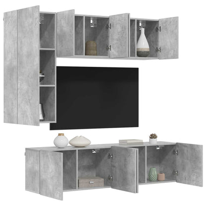 vidaXL 5 Piece TV Wall Units Concrete Grey Engineered Wood