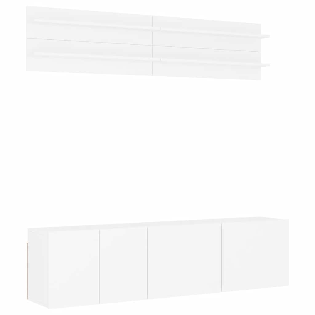 vidaXL 6 Piece TV Wall Units White Engineered Wood