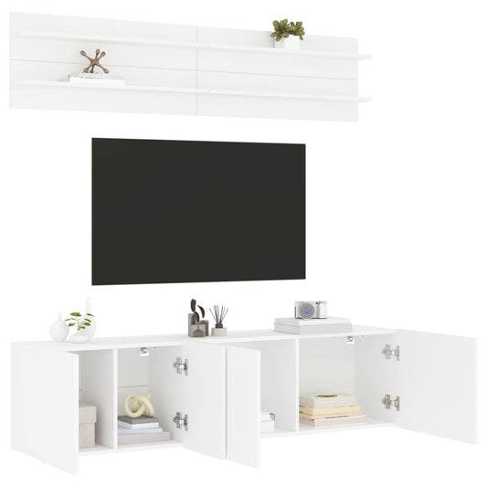 vidaXL 6 Piece TV Wall Units White Engineered Wood