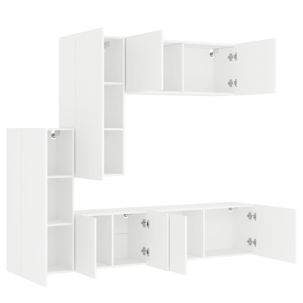 vidaXL 5 Piece TV Wall Units White Engineered Wood