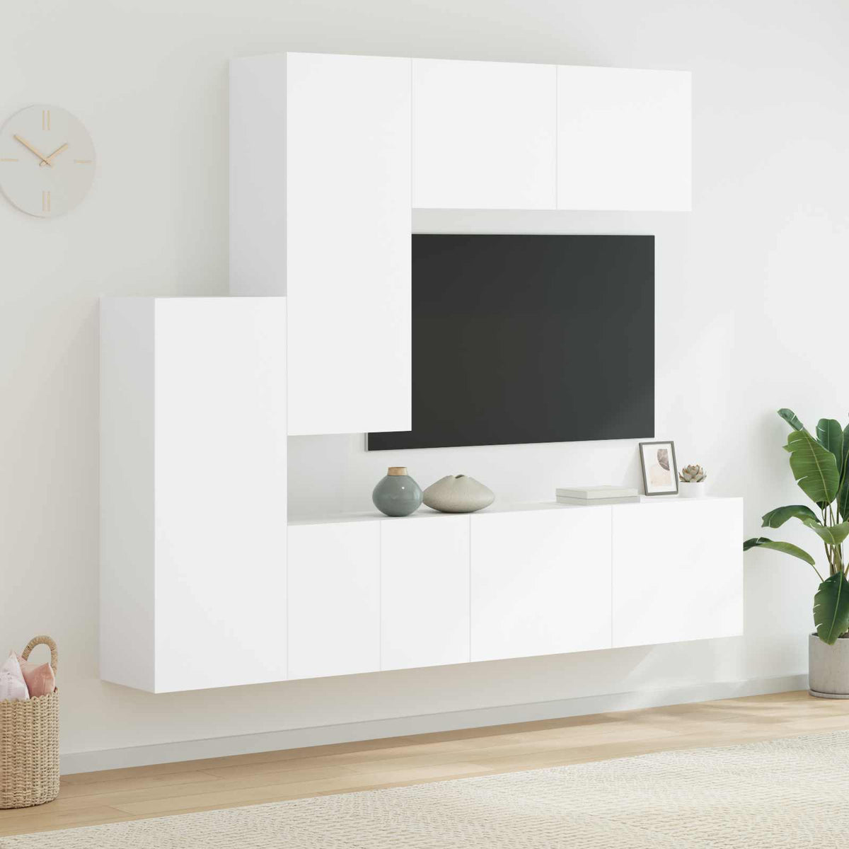 vidaXL 5 Piece TV Wall Units White Engineered Wood