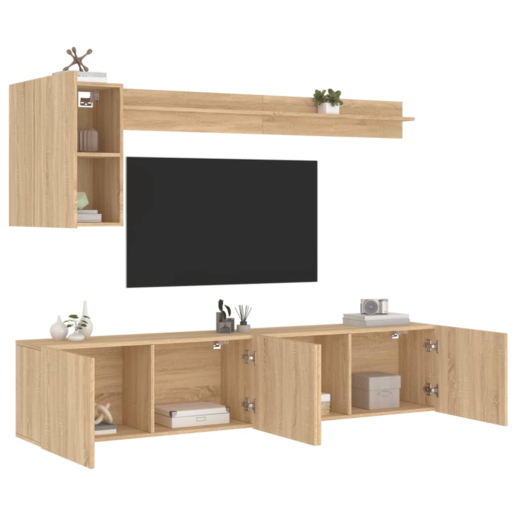 vidaXL 5 Piece TV Wall Units Sonoma Oak Engineered Wood