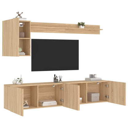 vidaXL 5 Piece TV Wall Units Sonoma Oak Engineered Wood