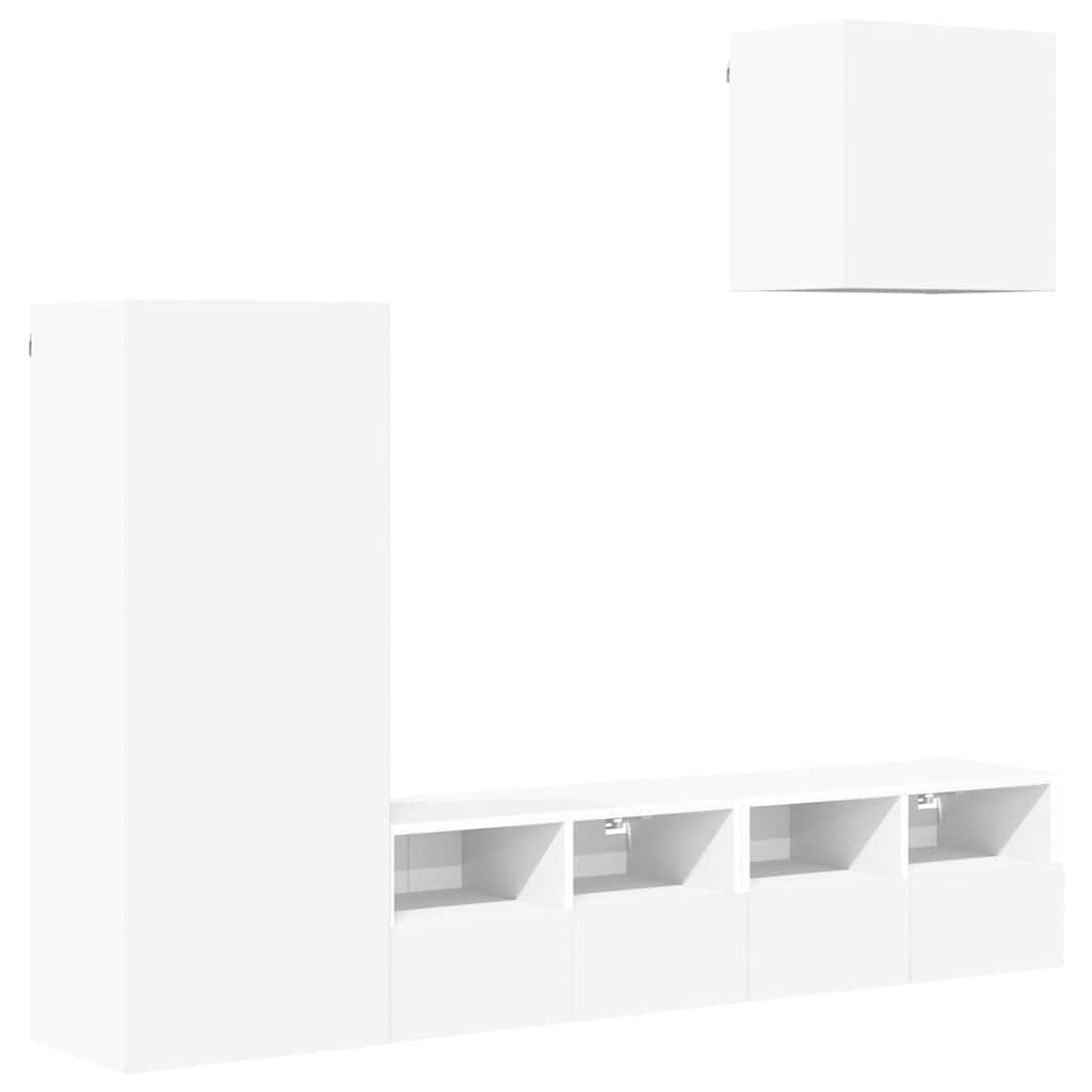 vidaXL 4 Piece TV Wall Units White Engineered Wood