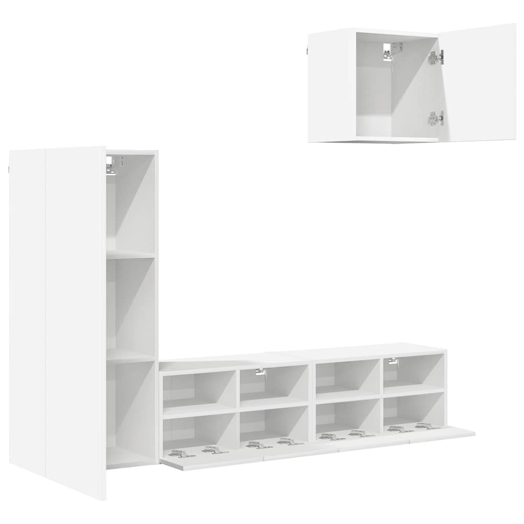 vidaXL 4 Piece TV Wall Units White Engineered Wood