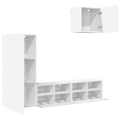 vidaXL 4 Piece TV Wall Units White Engineered Wood