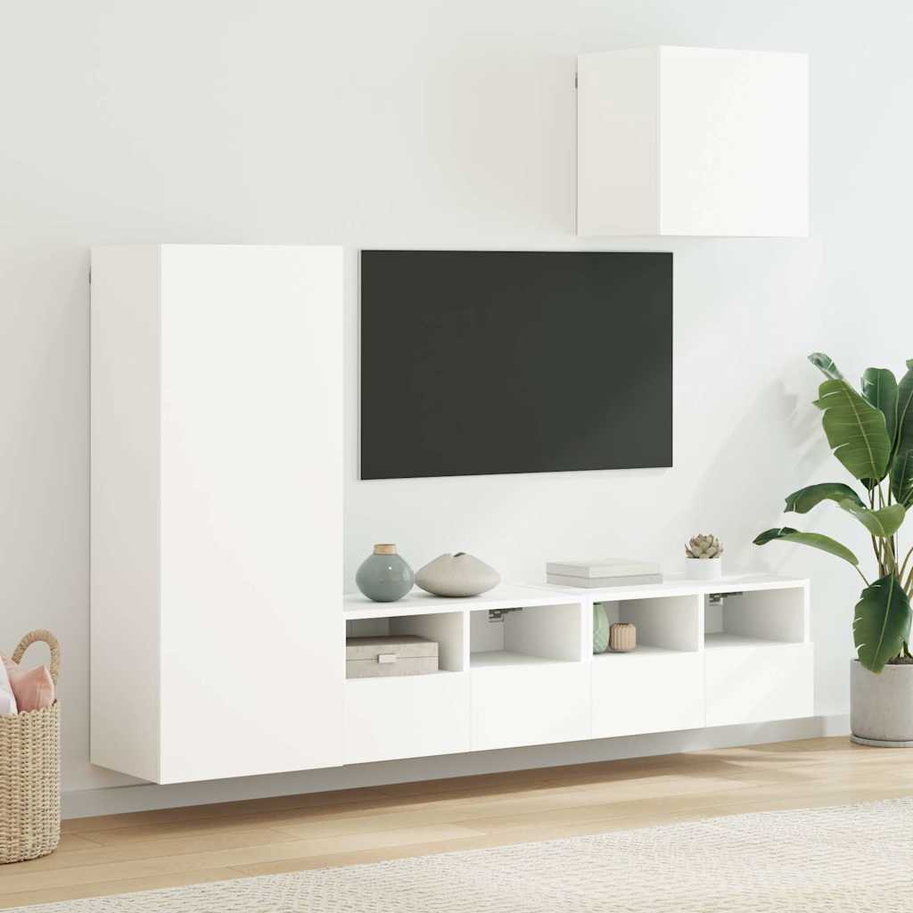 vidaXL 4 Piece TV Wall Units White Engineered Wood