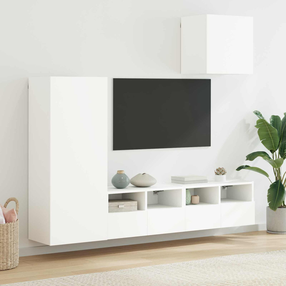 vidaXL 4 Piece TV Wall Units White Engineered Wood