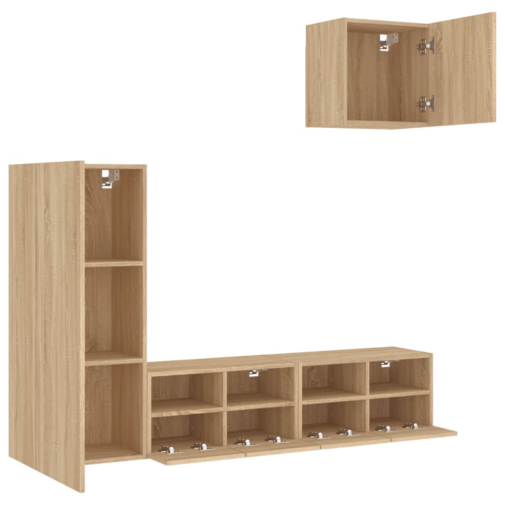vidaXL 4 Piece TV Wall Units Sonoma Oak Engineered Wood
