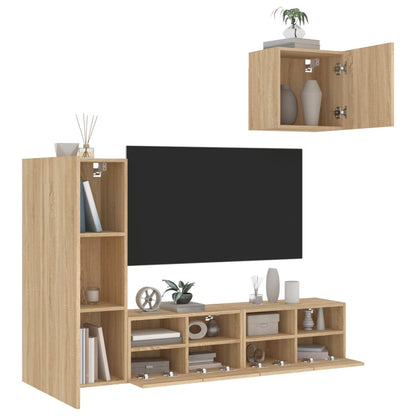 vidaXL 4 Piece TV Wall Units Sonoma Oak Engineered Wood