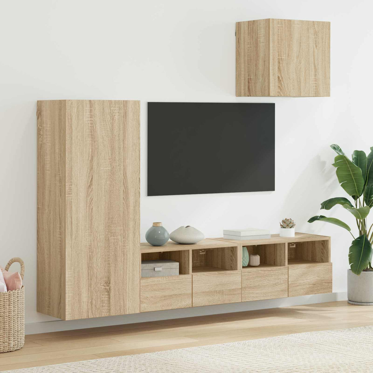 vidaXL 4 Piece TV Wall Units Sonoma Oak Engineered Wood
