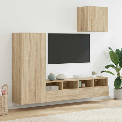 vidaXL 4 Piece TV Wall Units Sonoma Oak Engineered Wood