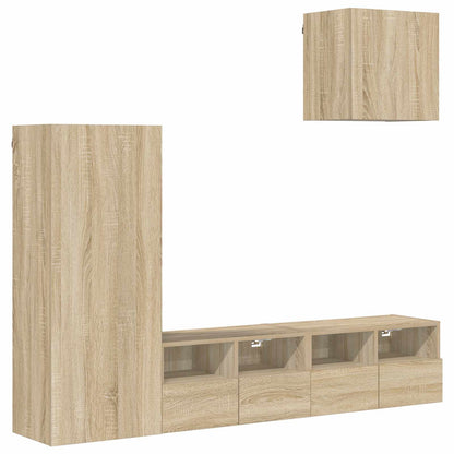 vidaXL 4 Piece TV Wall Units Sonoma Oak Engineered Wood
