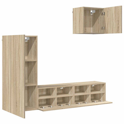vidaXL 4 Piece TV Wall Units Sonoma Oak Engineered Wood