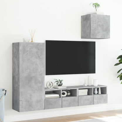 vidaXL 4 Piece TV Wall Units Concrete Grey Engineered Wood
