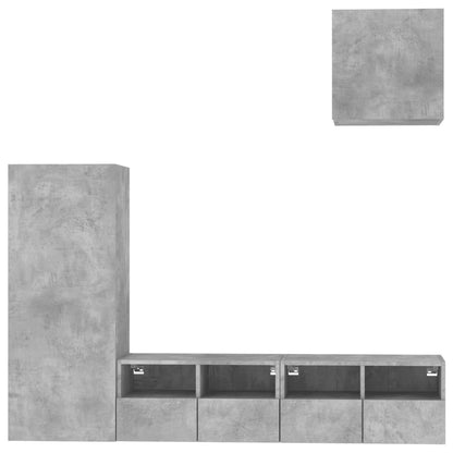 vidaXL 4 Piece TV Wall Units Concrete Grey Engineered Wood