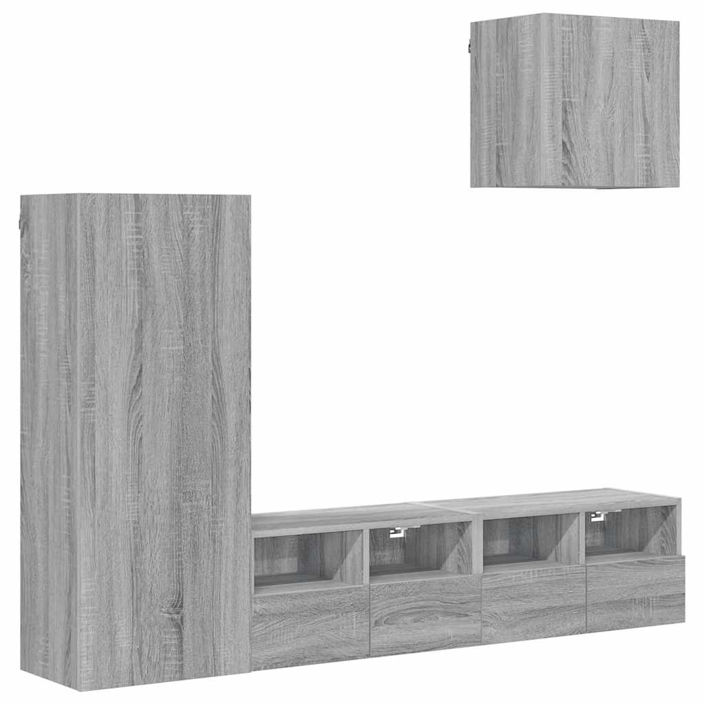 vidaXL 4 Piece TV Wall Units Grey Sonoma Engineered Wood