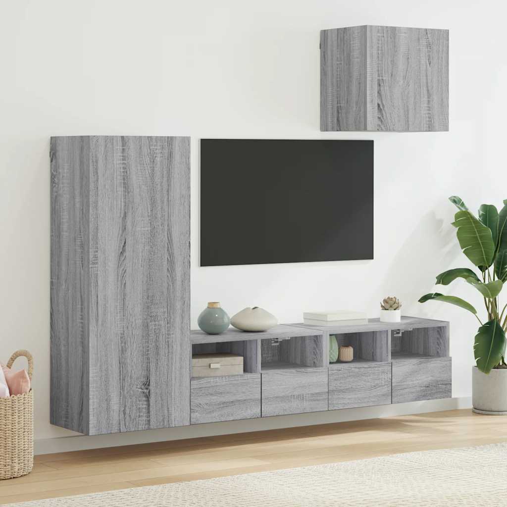 vidaXL 4 Piece TV Wall Units Grey Sonoma Engineered Wood
