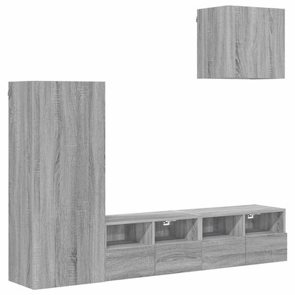 vidaXL 4 Piece TV Wall Units Grey Sonoma Engineered Wood