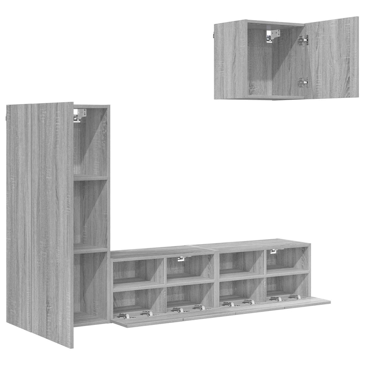 vidaXL 4 Piece TV Wall Units Grey Sonoma Engineered Wood