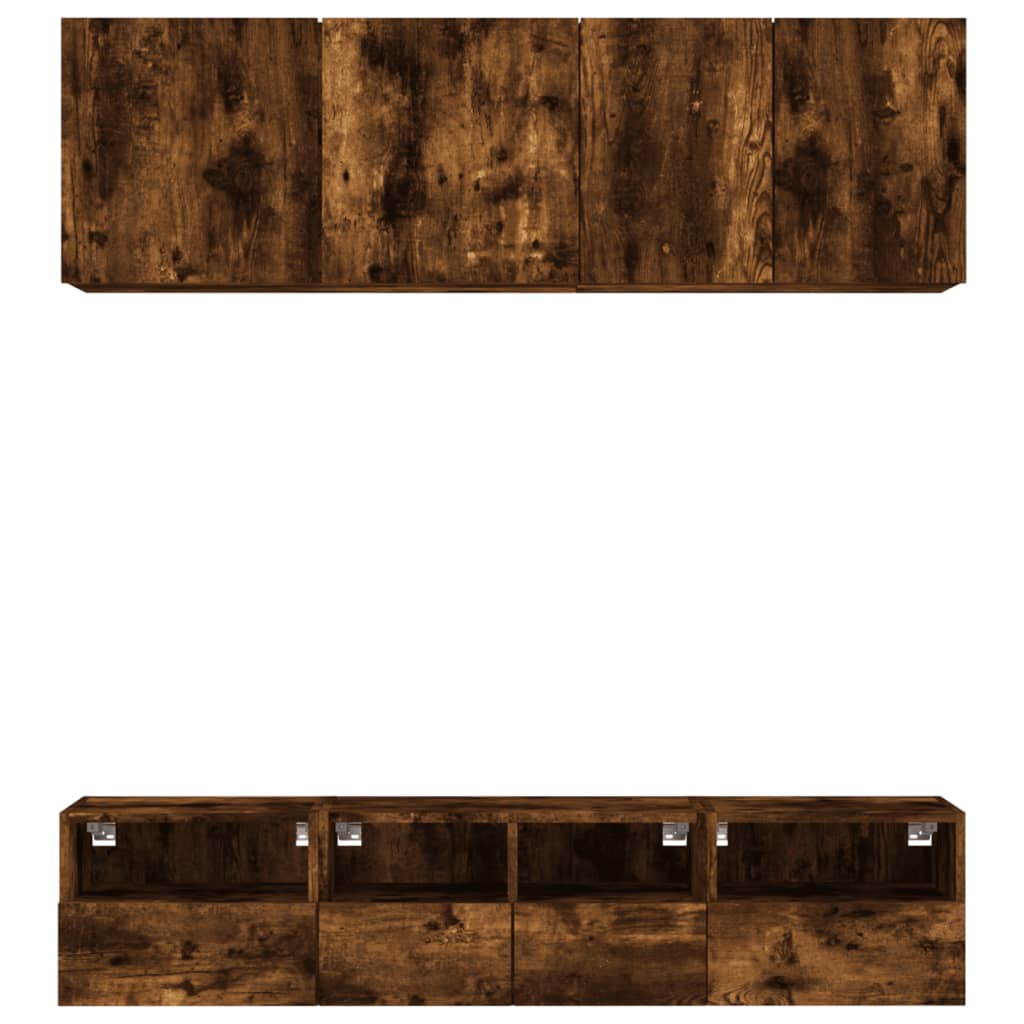 vidaXL 5 Piece TV Wall Units Smoked Oak Engineered Wood