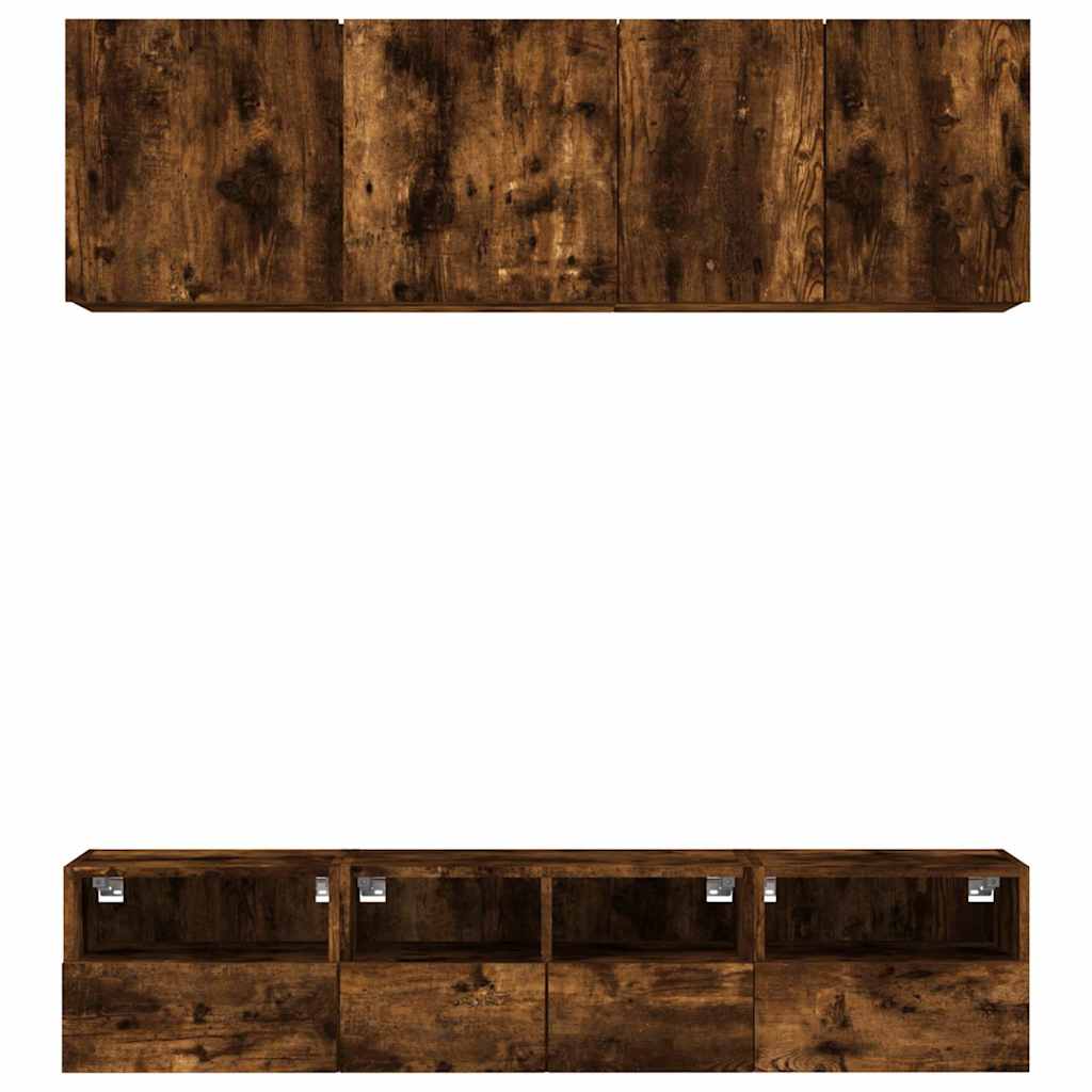 vidaXL 5 Piece TV Wall Units Smoked Oak Engineered Wood