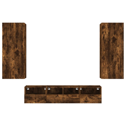 vidaXL 5 Piece TV Wall Units Smoked Oak Engineered Wood