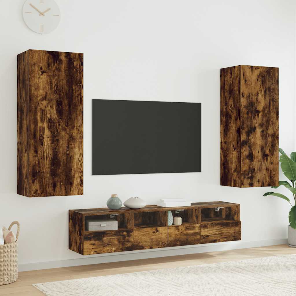 vidaXL 5 Piece TV Wall Units Smoked Oak Engineered Wood