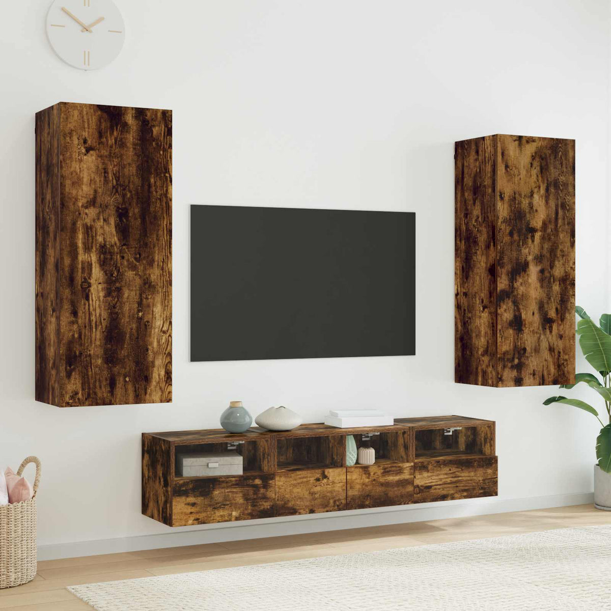 vidaXL 5 Piece TV Wall Units Smoked Oak Engineered Wood