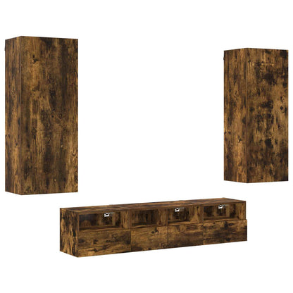 vidaXL 5 Piece TV Wall Units Smoked Oak Engineered Wood