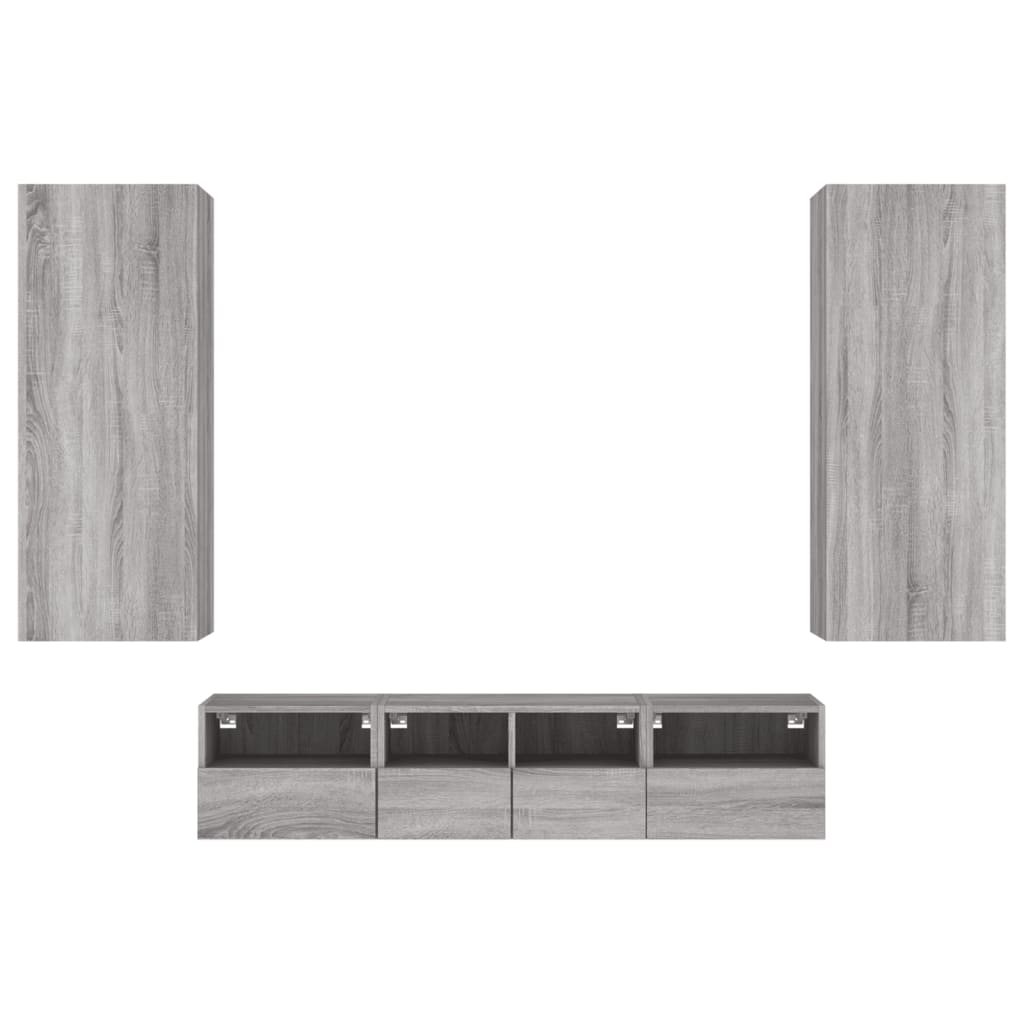 vidaXL 5 Piece TV Wall Units Grey Sonoma Engineered Wood