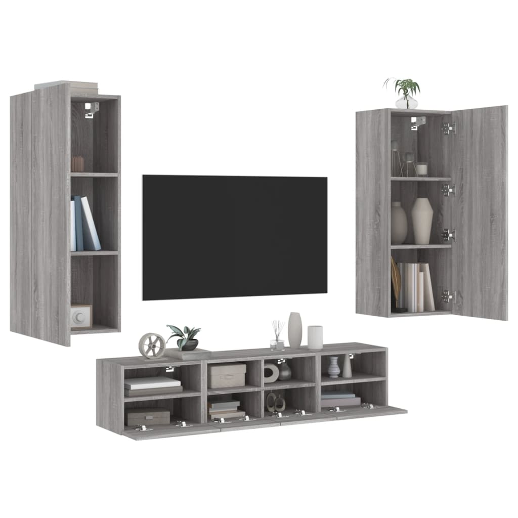 vidaXL 5 Piece TV Wall Units Grey Sonoma Engineered Wood