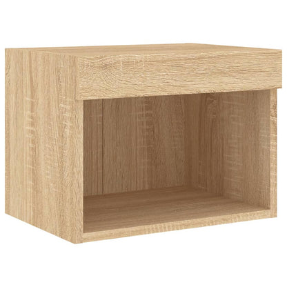 vidaXL 4 Piece TV Wall Cabinets with LED Lights Sonoma Oak