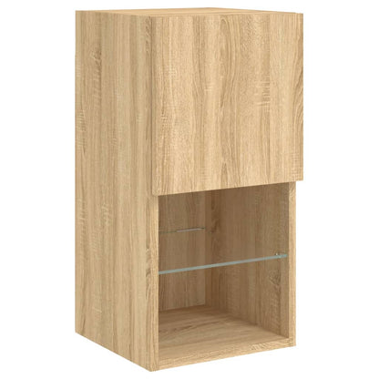 vidaXL 4 Piece TV Wall Cabinets with LED Lights Sonoma Oak
