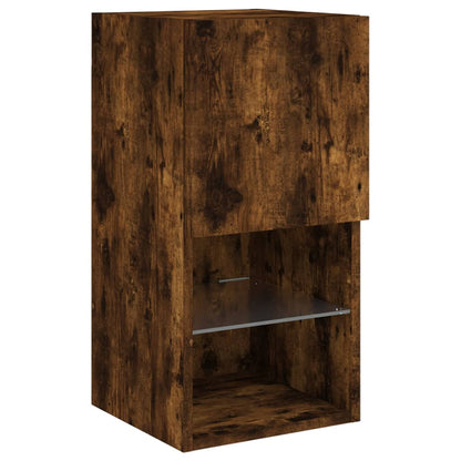 vidaXL 4 Piece TV Wall Cabinets with LED Lights Smoked Oak