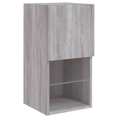 vidaXL 4 Piece TV Wall Cabinets with LED Lights Grey Sonoma