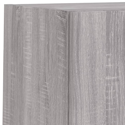 vidaXL 4 Piece TV Wall Cabinets with LED Lights Grey Sonoma