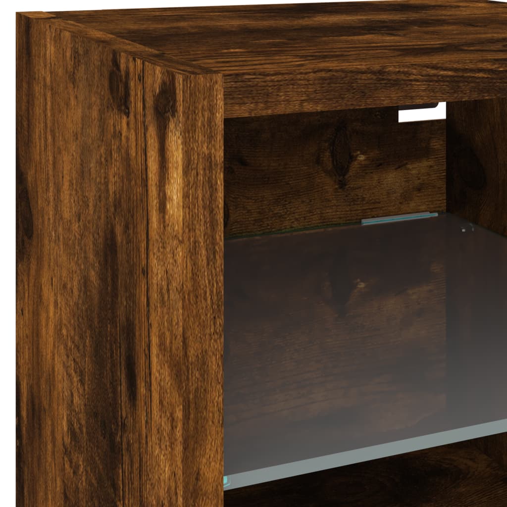 vidaXL 8 Piece TV Wall Units with LED Smoked Oak Engineered Wood