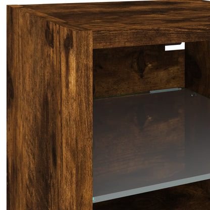 vidaXL 8 Piece TV Wall Units with LED Smoked Oak Engineered Wood