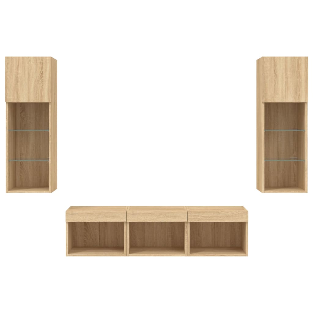 vidaXL 5 Piece TV Wall Units with LED Sonoma Oak Engineered Wood
